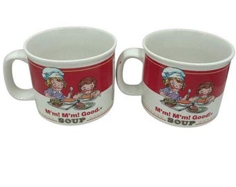 Vintage Campbell's Soup Kids Mugs | 1990s Robin's Donuts, Set of 2