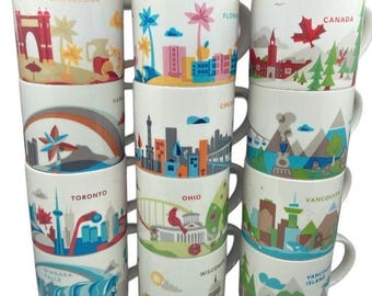 Starbucks You Are Here Collection Ceramic Coffee Mugs 14 oz Sold Individually