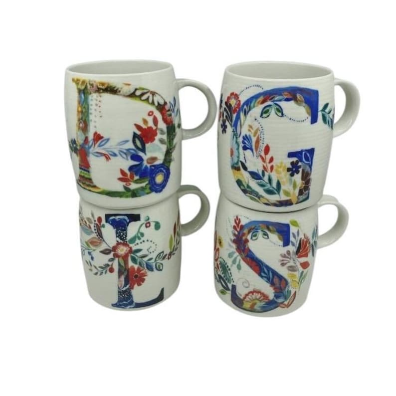 Anthropologie Monogram Initial Letter Petal Palette Floral Mug signed Starla Halfmann - Sold Individually image 1