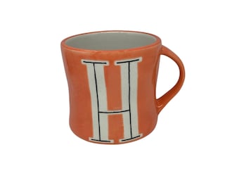 Anthropologie Hand Painted Monogram Initial Letter H Ceramic Coffee Mug