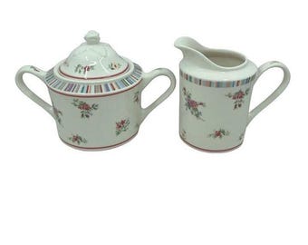 Laura Ashley Floral Print High Tea Bone China Creamer and Sugar Bowl Set