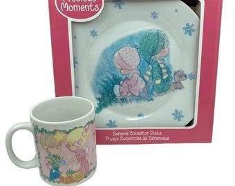 Vintage Precious Moments Ceramic Collector Plate and Mug Set