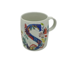 Anthropologie Monogram Initial Letter Petal Palette Floral Mug signed Starla Halfmann - Sold Individually S