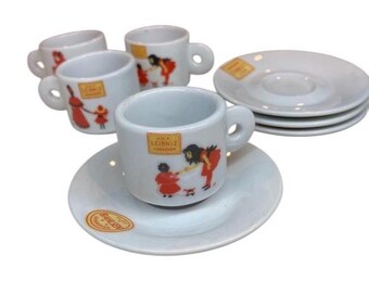 Leibniz Hannover Porcelain Demitasse Espresso Cups and Saucers, Set of 4