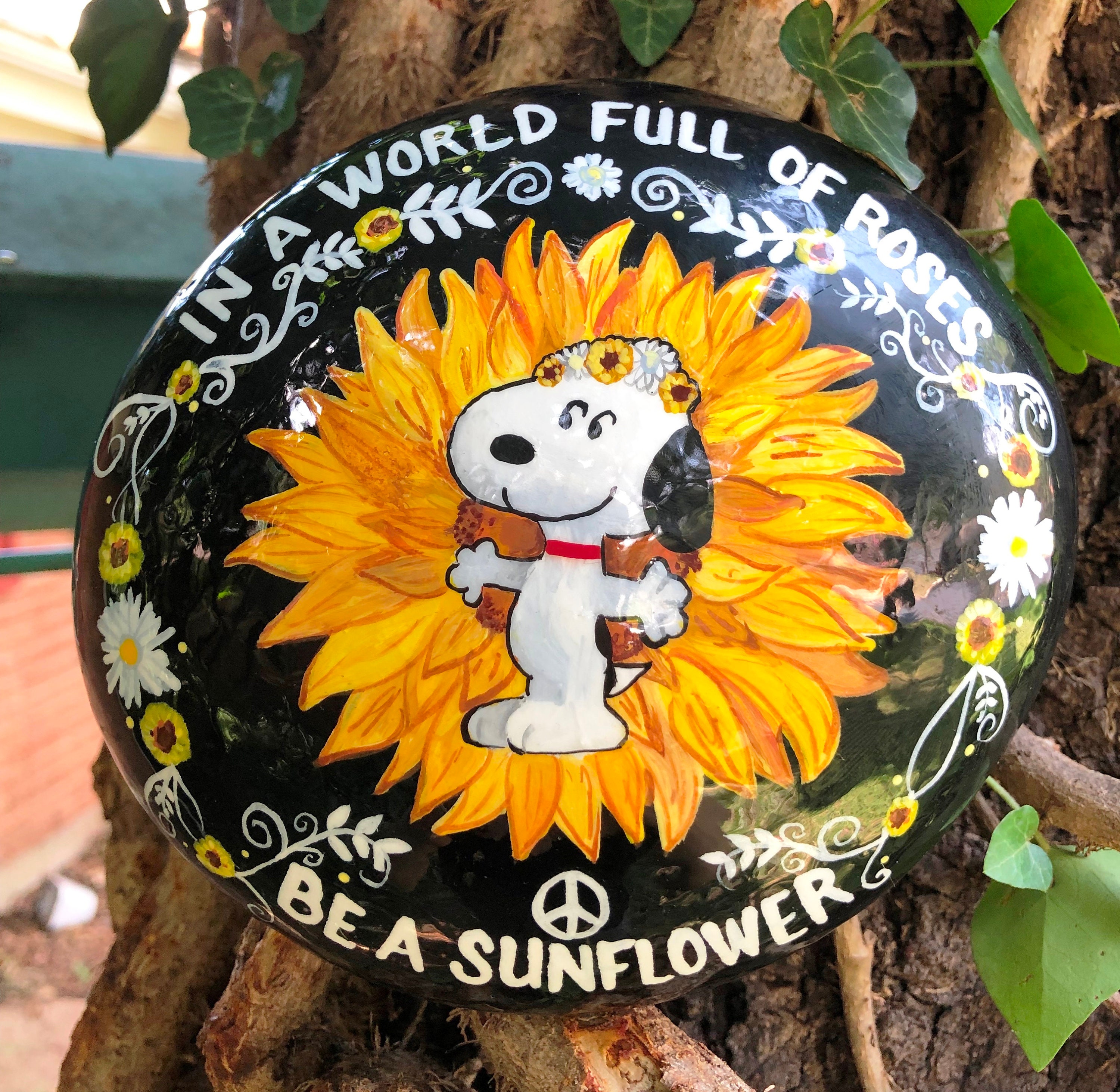 SNOOPY in a World Full of Roses Be A Sunflower Boho Hippie Etsy