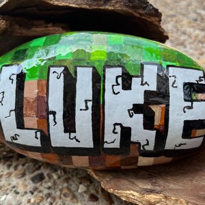 Minecraft Your Name Personalized Hand Painted Rock Sealed in Resin One ...