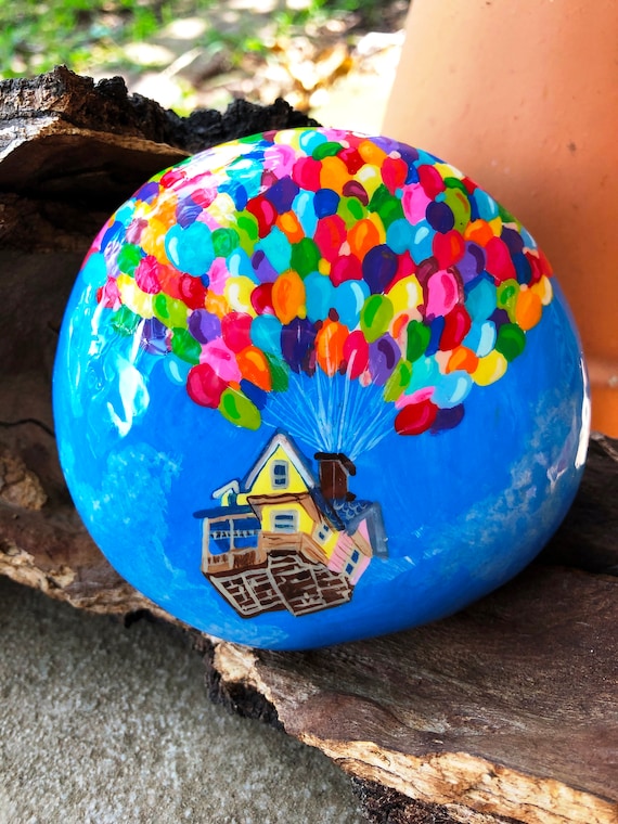 Colorful abstract floral print hand painted rock sealed in resin unique gift idea