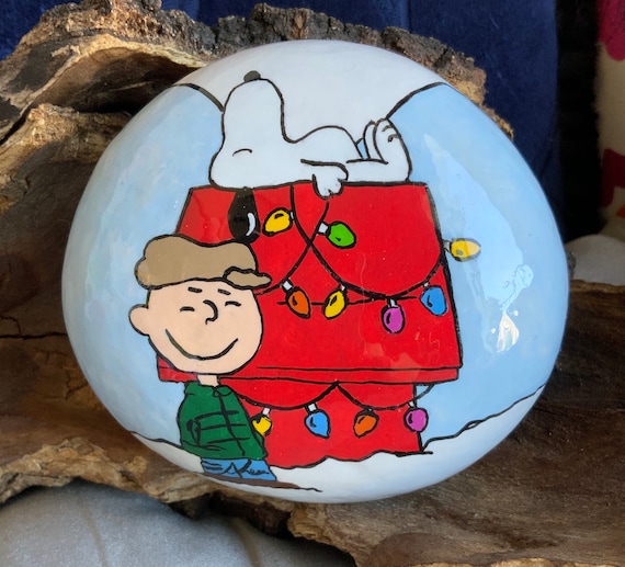 Charlie Brown And Snoopy Christmas Scene Hand Painted Rock Etsy