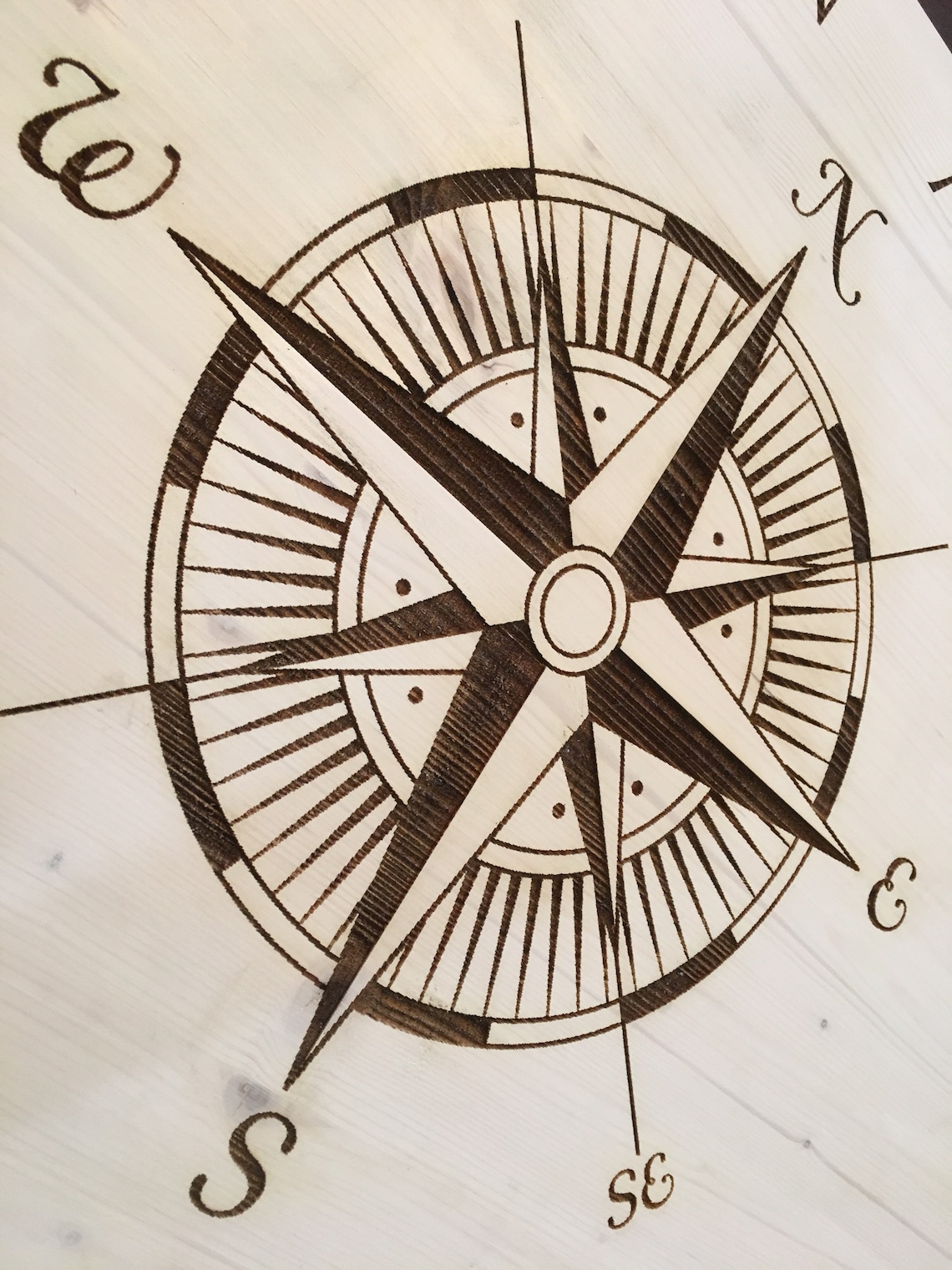 Custom Latitude Longitude Coordinates Compass Rose Laser Etsy
