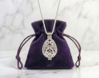 Sterling Silver Gemstone Cage Pendant • Oval Egg • Fits 8mm Gem • White Gold Plated