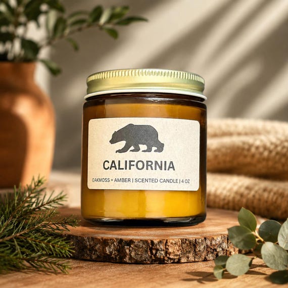 California Bear Soy Candle | Oakmoss + Amber Scent