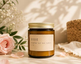 Rose Scented Soy Candle | Handmade Artisan Candle