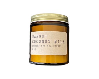 Mango + Coconut Milk Soy Candle | Scented Candle | Soy Wax Candle | Candles | Soy candle handmade