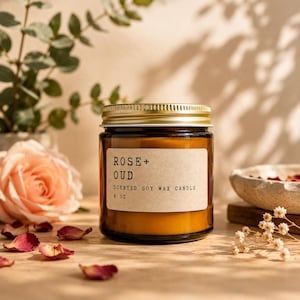 Rose + Oud Soy Candle: Woodsy Home Fragrance