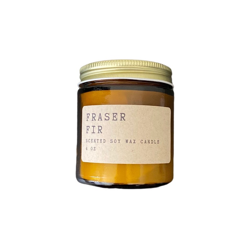 Fraiser Fir Scented Soy Candle with Etched Glass Holder 4