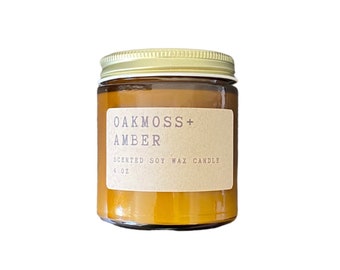 Oakmoss + Amber Soy Candle | Scented Candle | Soy Wax Candle | Candles | Soy candle handmade