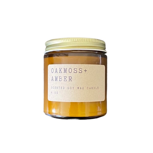 Oakmoss + Amber Soy Candle | Scented Candle | Soy Wax Candle | Candles | Soy candle handmade