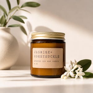Honeysuckle + Jasmine Scented Soy Candle | Handmade Floral Candle