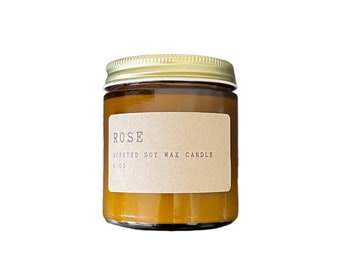 Rose Scented Soy Candle | Scented Candle | Soy Wax Candle | Candles | Soy candle handmade