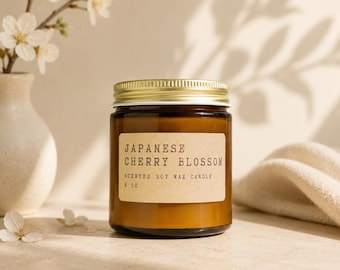Japanese Cherry Blossom Scented Soy Candle: Handmade Floral Aroma