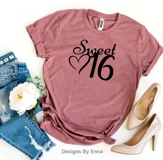 Sweet 16 T-shirt. Birthday party Tee 16th birthday shirt | Etsy