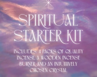 Spiritual Starter Kits - includes 4 packs of incense, 1 incense holder and 1 crystal