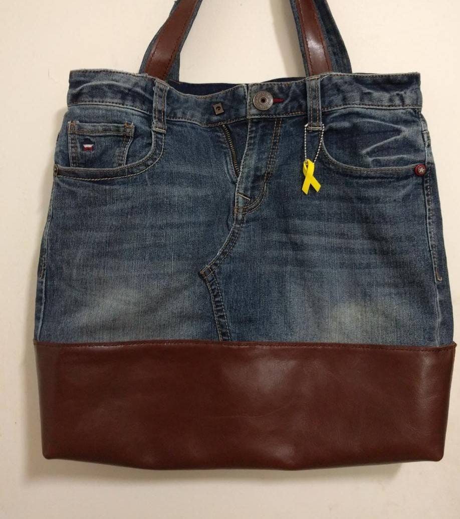 Denim Detail mixed bag Etsy