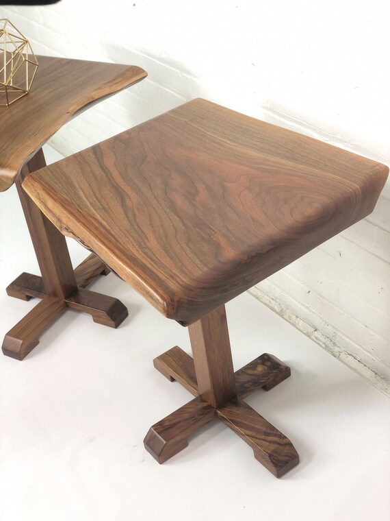 Set Of 2 Rustic Side Table Handmade Furniture Bedside Vintage