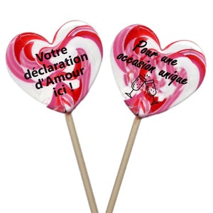 Valentines Day, Wedding, Declaration of Love, 2 Personalized Lollipops according to your desires, pink heart and white XXL