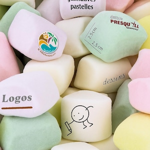 Marshmallows, 50 personalized white square marshmallows 2.5 cm x 2.5 cm