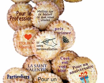 Biscuits personnalisés selon vos souhaits. 40 petits Galets bretons imprimés