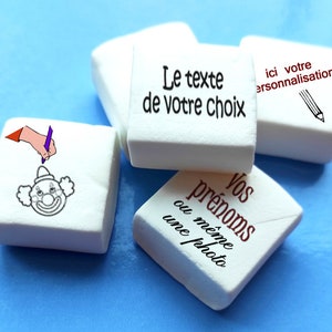 Marshmallows, 25 gepersonaliseerde witte vierkante marshmallows 4,5 cm x 4,5 cm