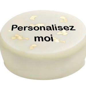Personalized chocolate for Christmas, party, gold puck x 12