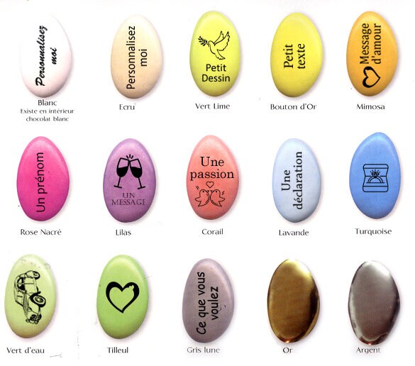 Mariage, Baptème... Dragées Imprimées Personnalisées à Votre Goût X 50, 54% de Cacao