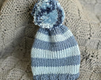 Knit Baby Boy with Pom Pom (Handmade)