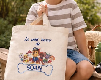 Tote bag enfant personnalisé prénom – sac école maternelle – sac enfant personnalisé – idée cadeau enfant original