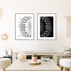 Mandala Art Prints, Geometric, Zen Wall Art, Wall Art, Home Decor, Mandala Wall Decor, Grey, Black, Marble, Neutral Colour, Bedroom Decor