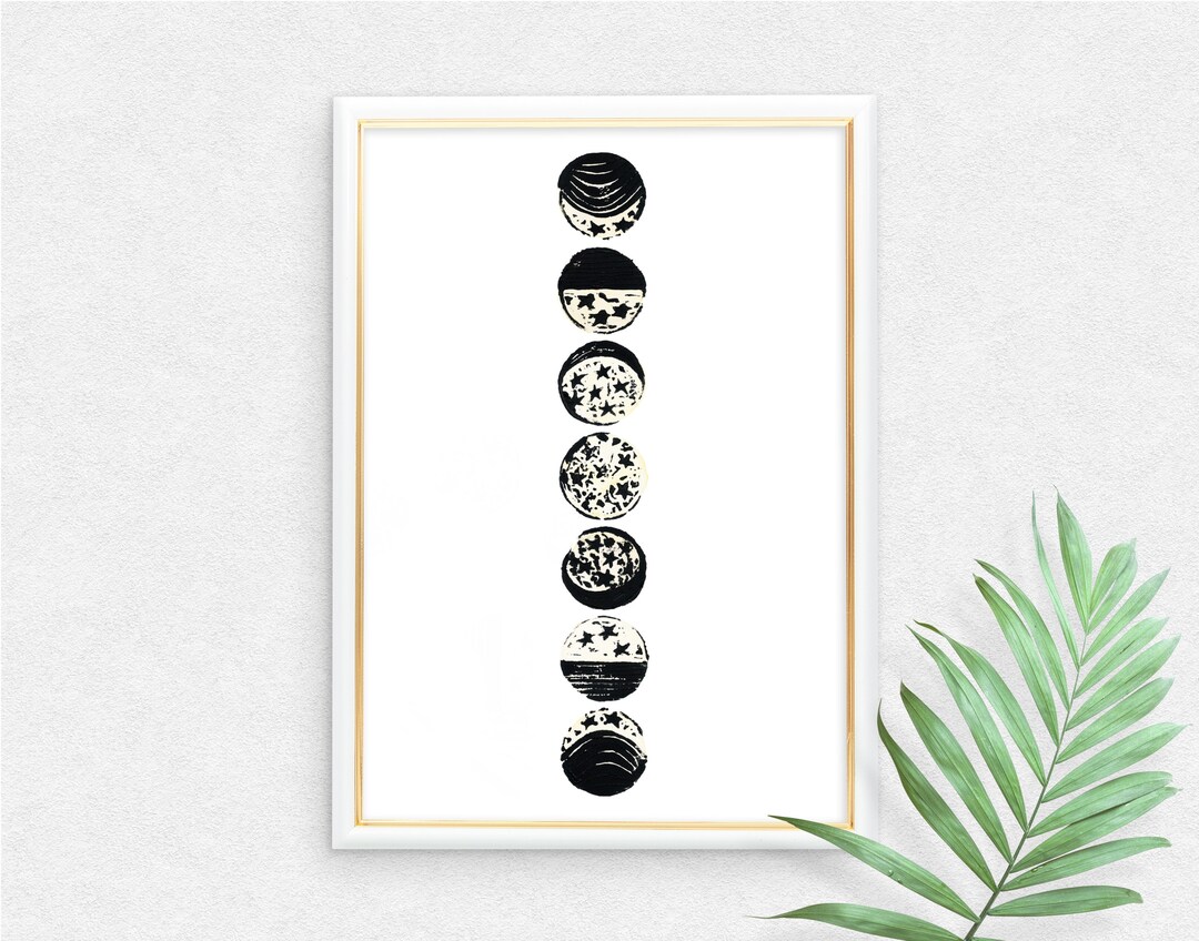Moon Phase Art Print: Celestial Boho Wall Decor - Etsy