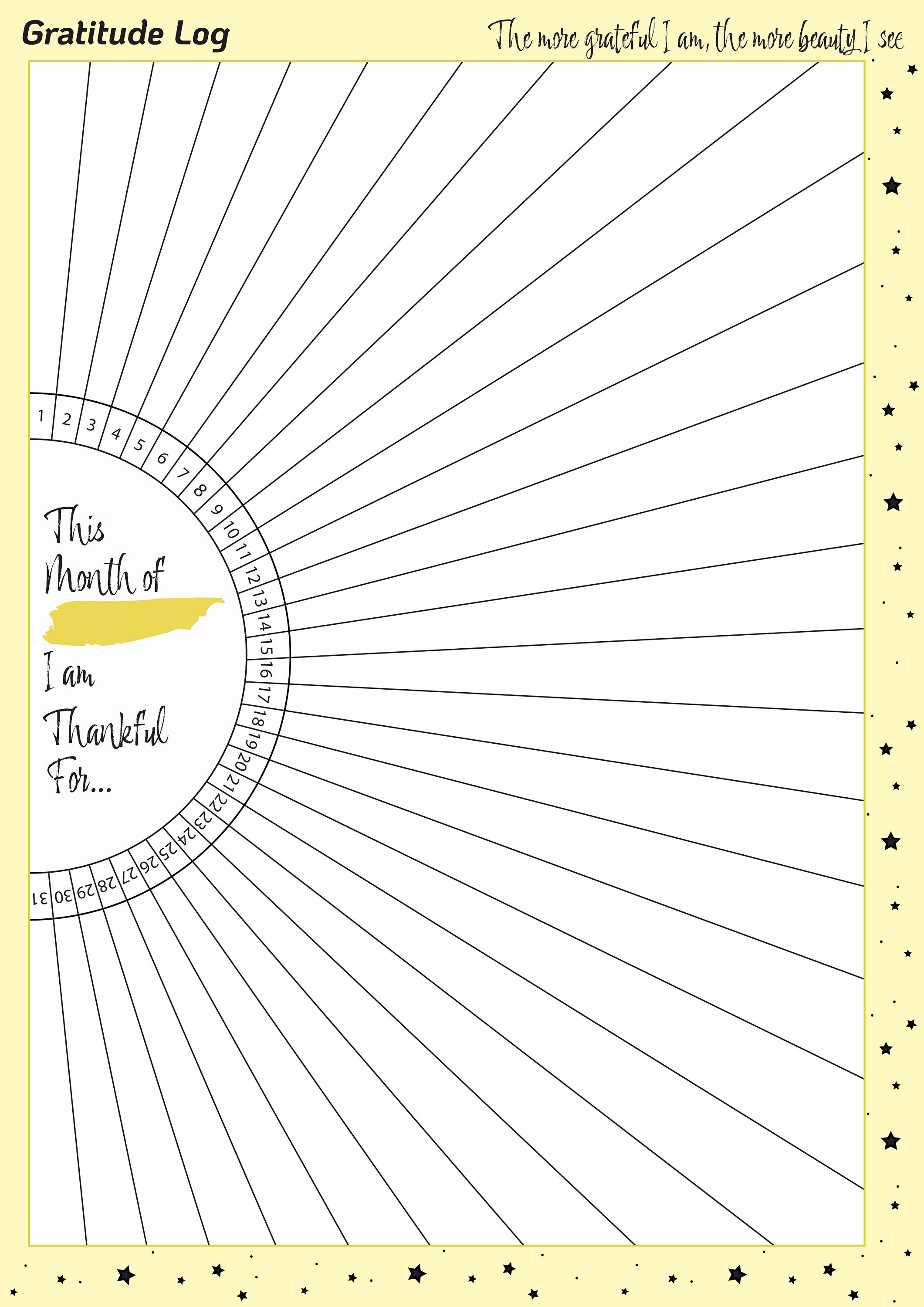 Gratitude Log Monthly, Sizes A3, A4 and A5, Gratitude Template ...