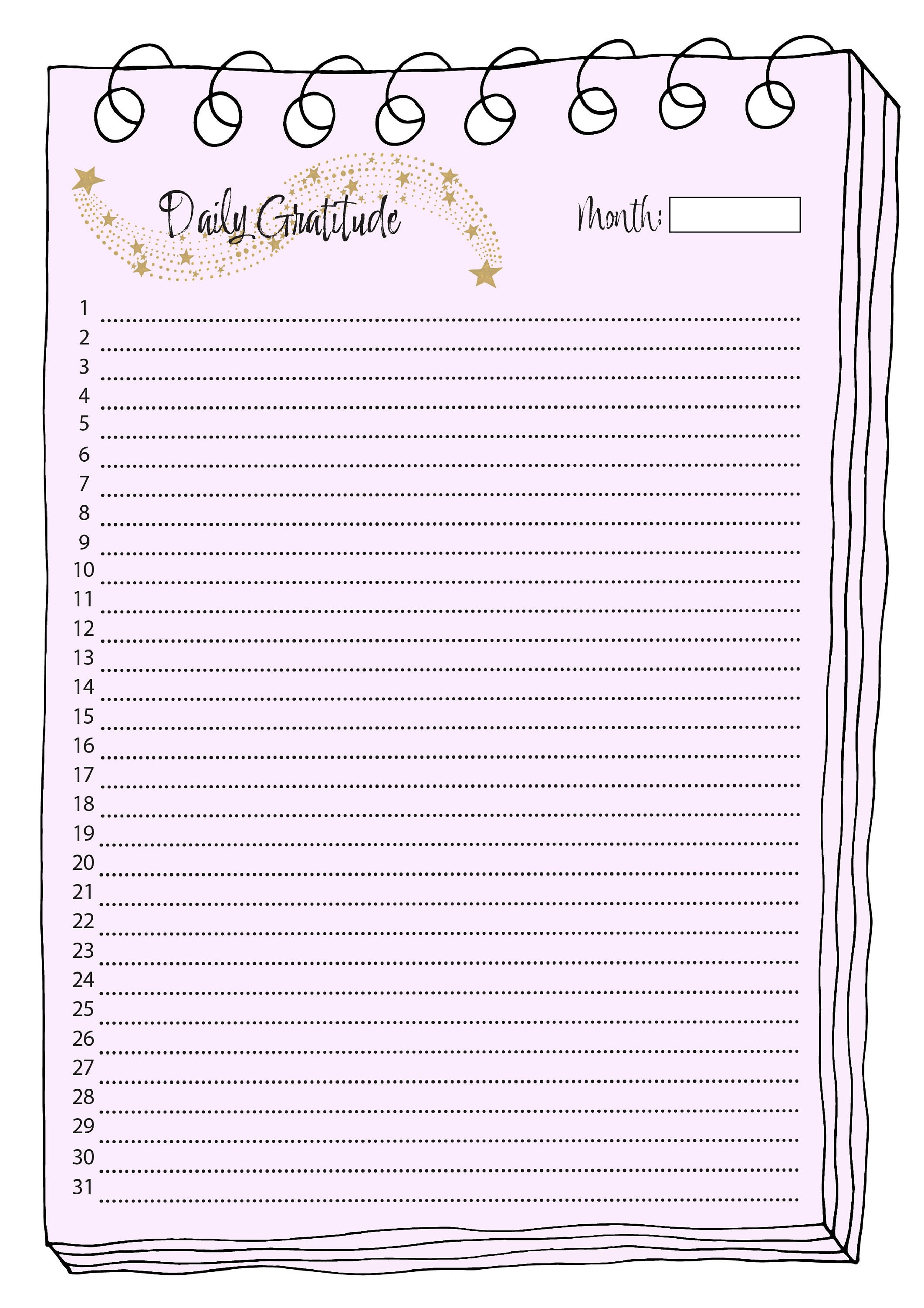Gratitude Log Monthly, Sizes A3, A4 and A5, Gratitude Template ...
