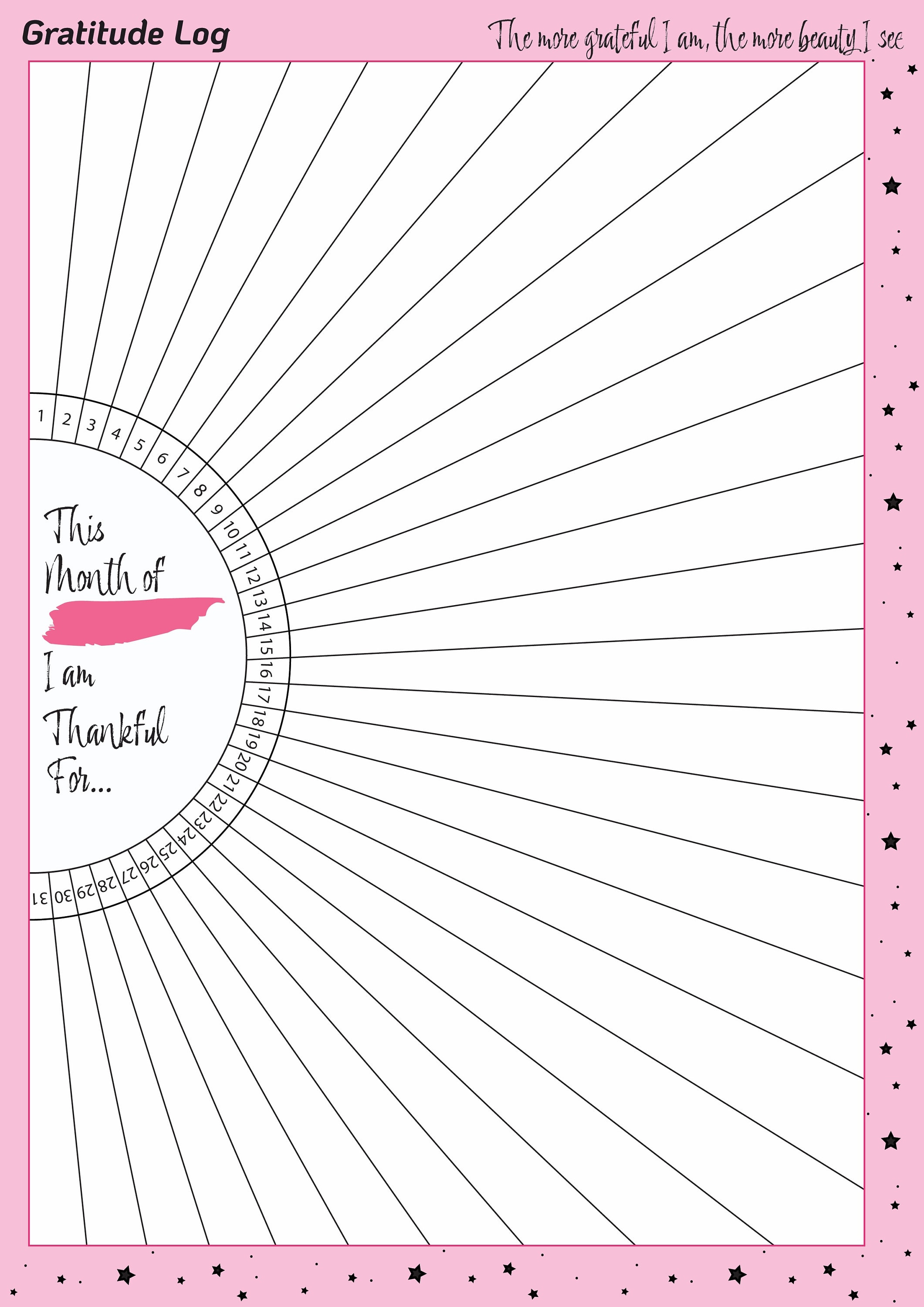 Gratitude Log Monthly, Sizes A3, A4 and A5, Gratitude Template ...