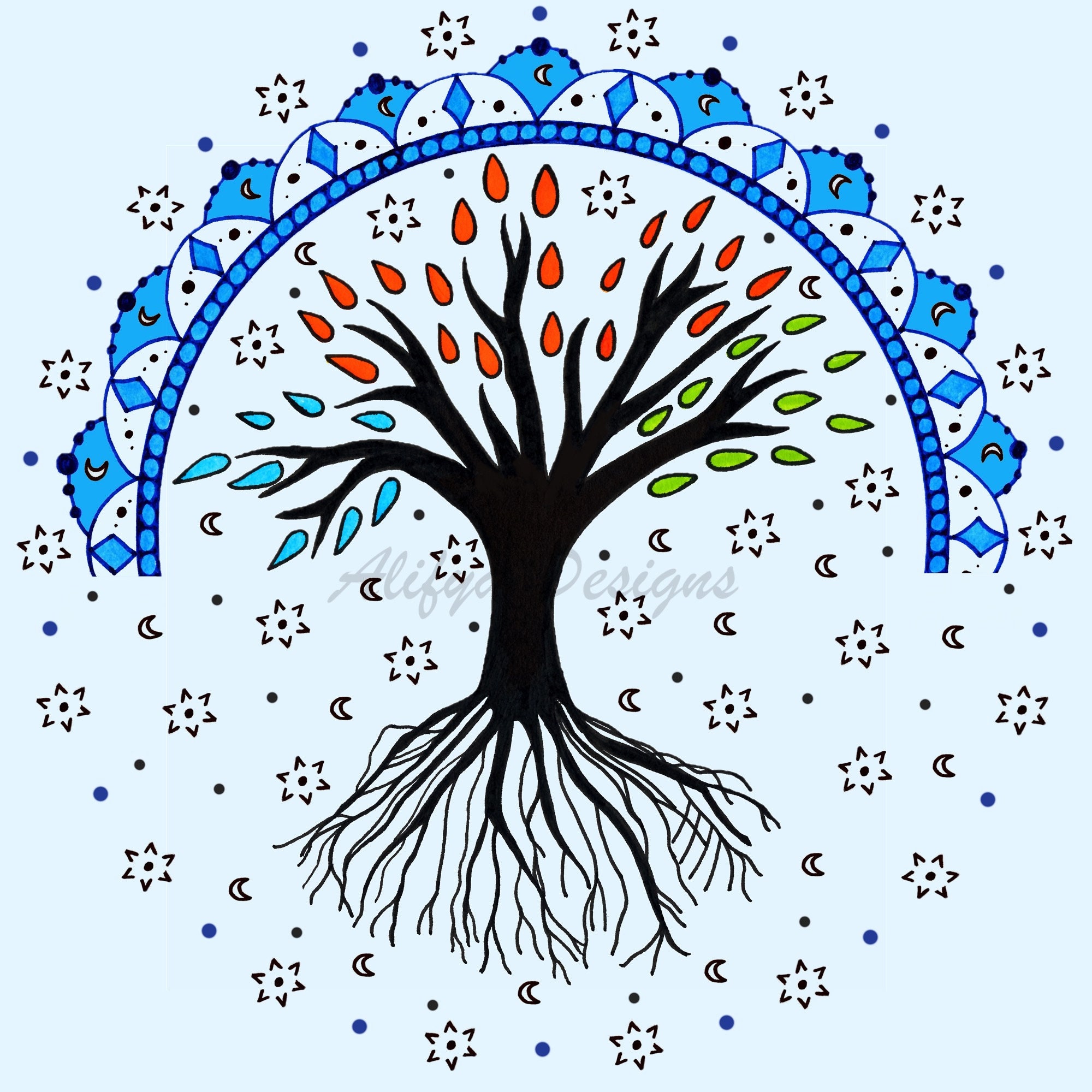 Tree of Life Art Print, Mandala Art Print, Nature Print, Geometric ...