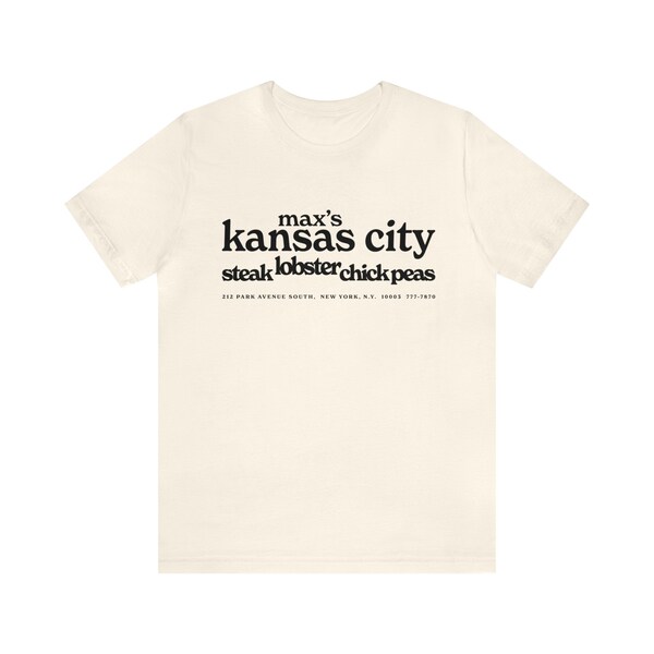 Max's Kansas City (Replica Early 70's Promo Shirt/Early Glam Club and Restaurant/Velvet Underground/Bowie/Warhol/1965-1981)