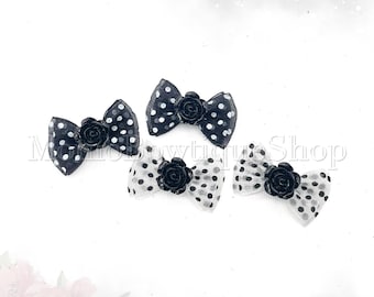 Black Rose Bow Set (Pigtail/Petite)