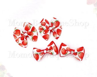 Sweet Strawberry Bow Set (Pigtail/ Petite)