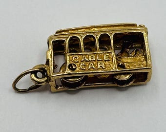 14K Yellow Gold Cable Car Pendant/Charm *VINTAGE*