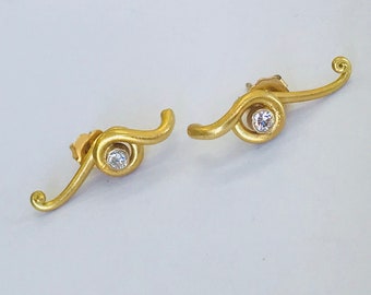 18K Yellow Gold + Diamond Earrings *VINTAGE*