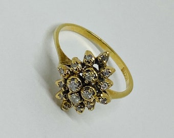 14K Yellow Gold + Diamond Statement Ring BAND SIZE 5 3/4 (or 5.75) *VINTAGE*