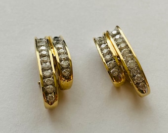 14K Yellow Gold + Diamond (approx. 1 carat total weight) Clip-On Earrings *VINTAGE*