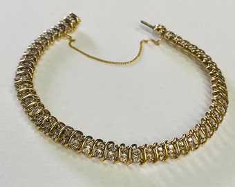 14K Yellow Gold + Diamond Tennis Bracelet (7 Inches in length) Diamonds 2 Carat Total Weight *VINTAGE*